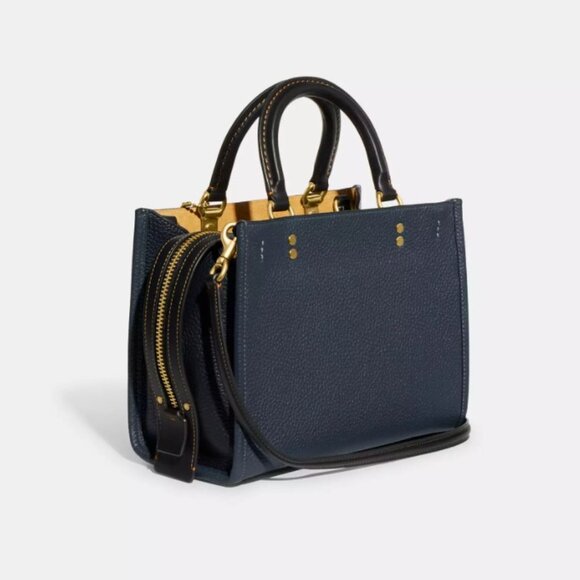 NWT Coach Rogue Bag 25 In Regenerative Leather Dark Denim Purse handbag Blue - Picture 5 of 13